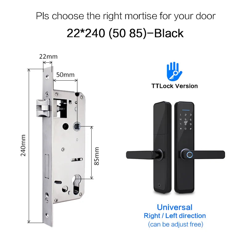 YRHAND New Ttlock Wifi Electronic Smart Door Lock With Biometric Fingerprint Work with Google home Aleax  For home or Hotel