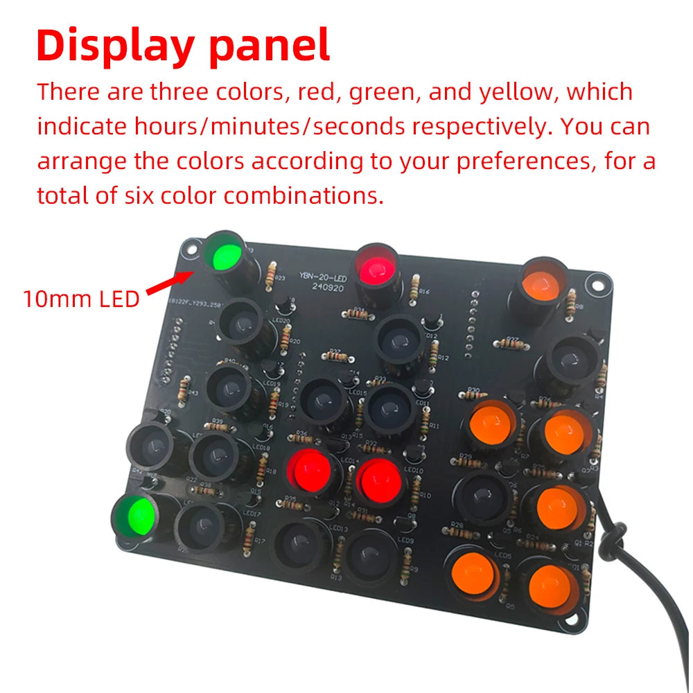 DC 5V Binary Clock Electronic Clock Kit Creative Electronics Soldering DIY Components USB Interface Suitable for DIY Enthusiasts
