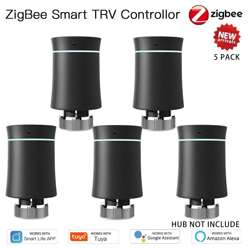 MOES TRV ZigBee 3.0 Tuya New Radiator Actuator Valve Smart Programmable Thermostat Temperature Heater Alexa Voice Control